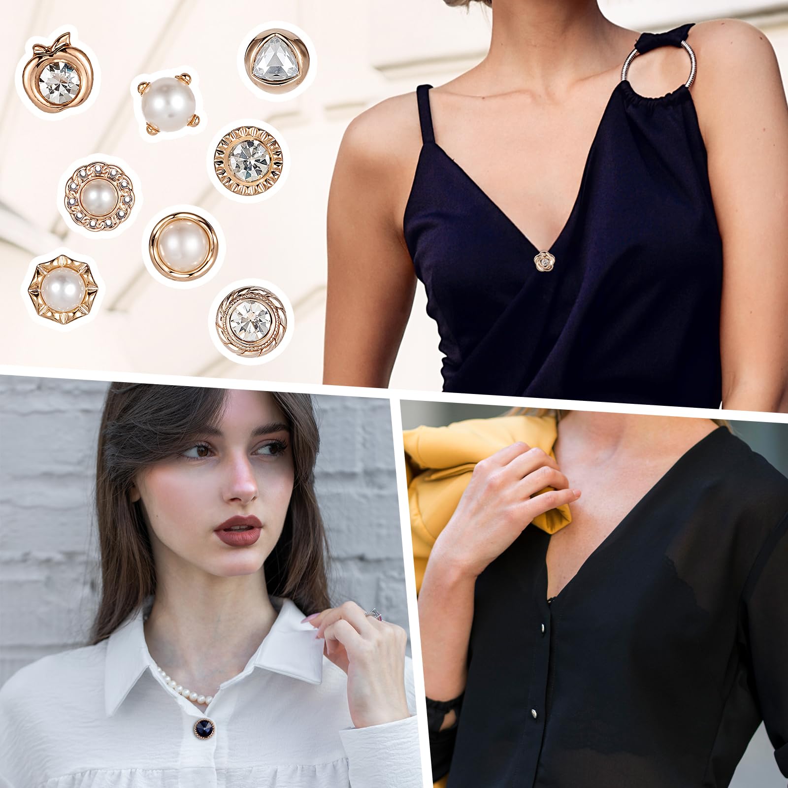 50 Pezzi Bottoni di Perle, Senza Cucitura Bottoni Nascosti Rimovibili Riutilizzabili Spille da Balia per Vestiti Camicie Cardigan Decorazioni Fai Da Te Artigianato Cucito, 5 Dimensioni