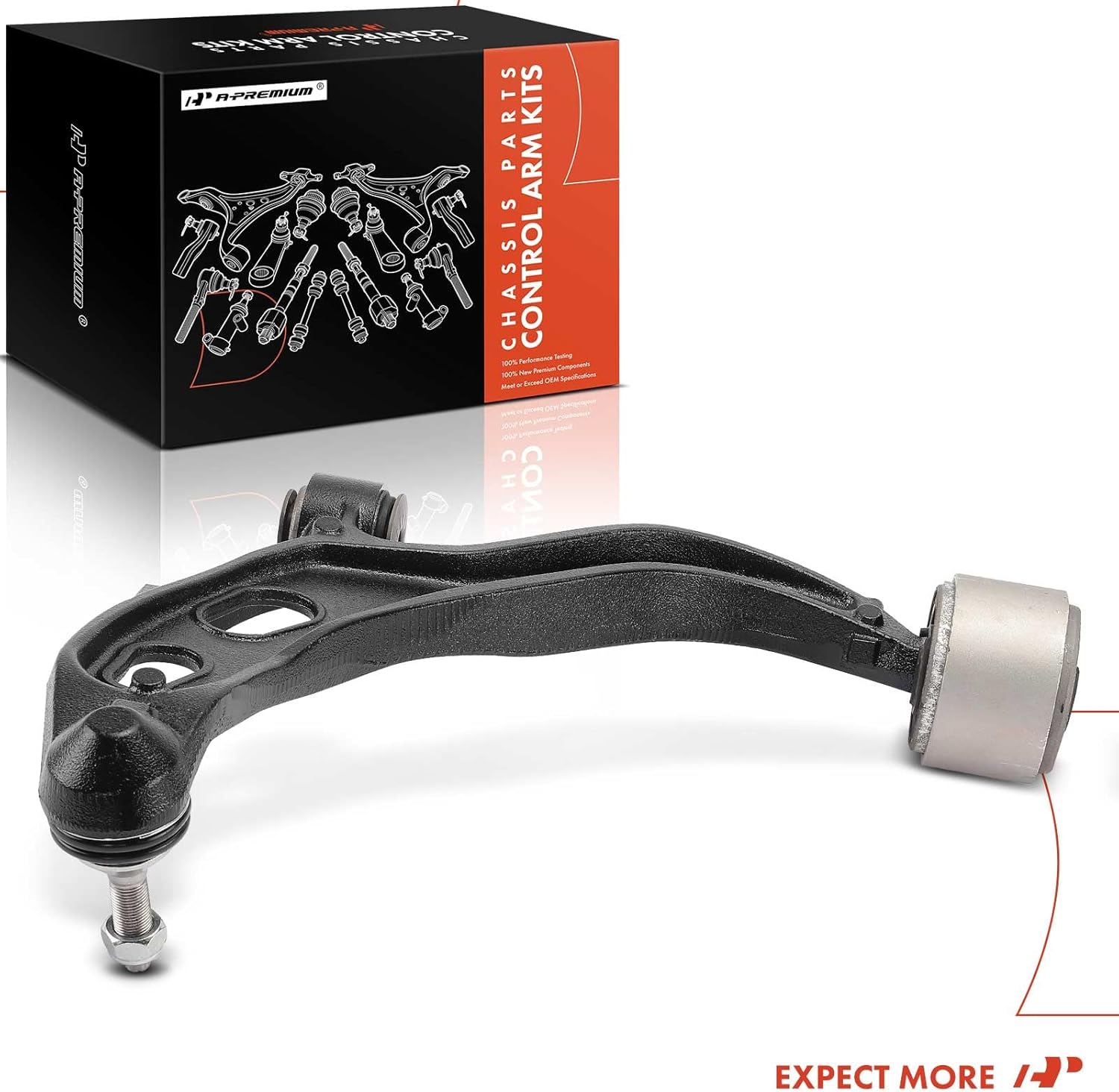 A-Premium Front Right Lower Control Arm, with Ball Joint & Bushing, Compatible with Ford & Lincoln - 2012-2019 - Taurus, Flex, Police Interceptor Sedan, Special Service Police Sedan & MKS, MKT