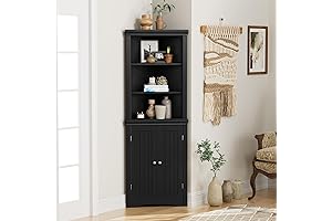 YESHOMY Corner Cabinet: 3 Tiers Storage, Dual Door Design, Versatile Organizer
