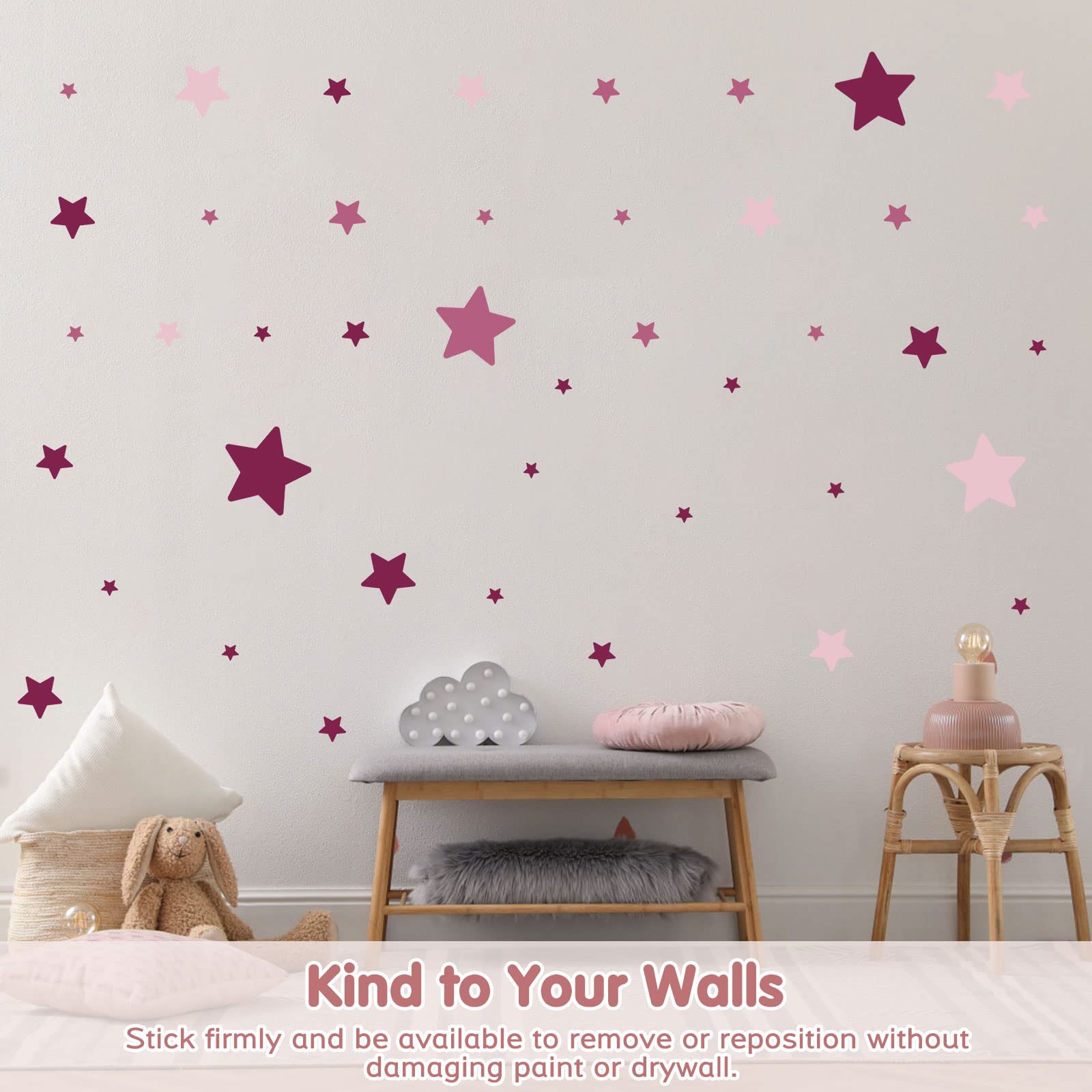 Autocollants muraux en vinyle pour chambre d'enfant, chambre d'enfant, chambre de fille, motif étoiles violettes