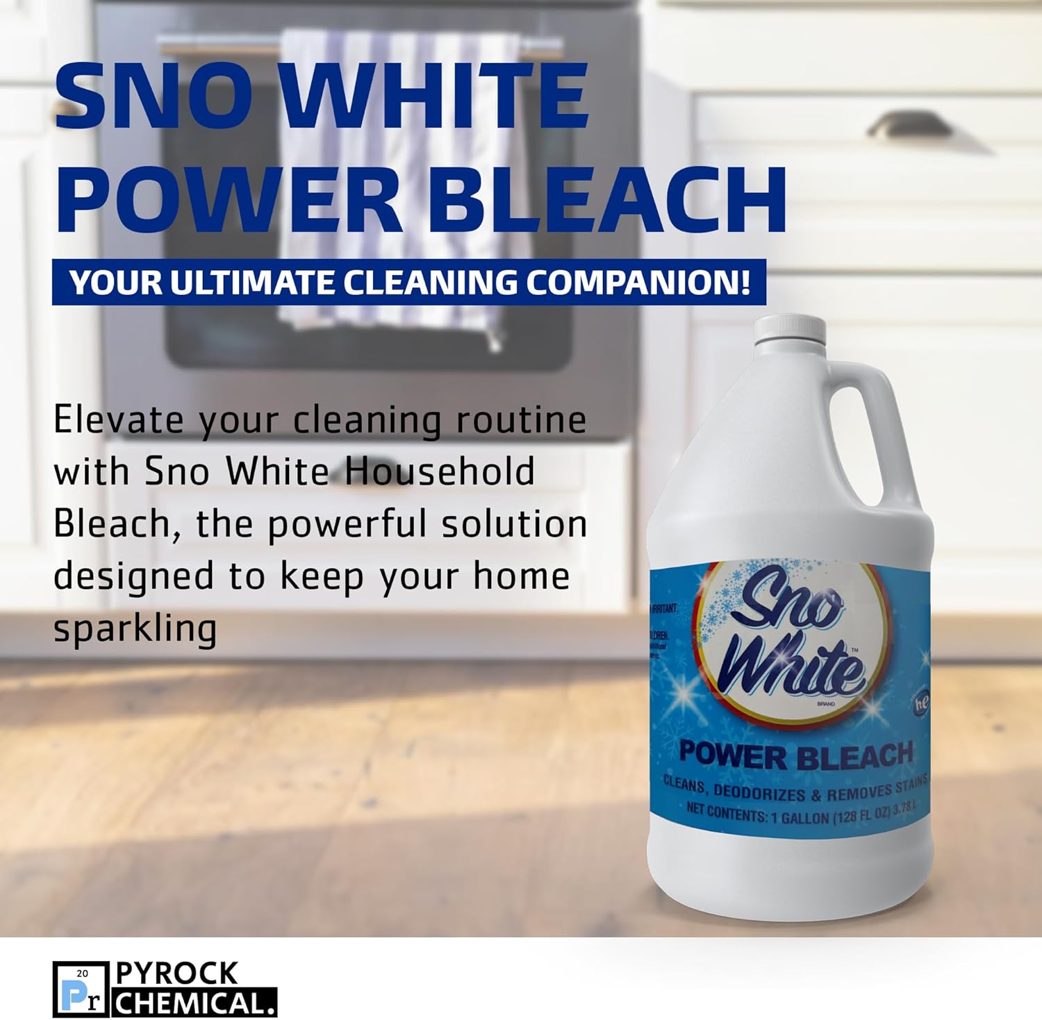 Sno White Bleach - Liquid Cleaner for Kitchen Countertops, Bathroom Floors, & Laundry - Every Day Bleach - 2-Pack 1 Gallon Bottles