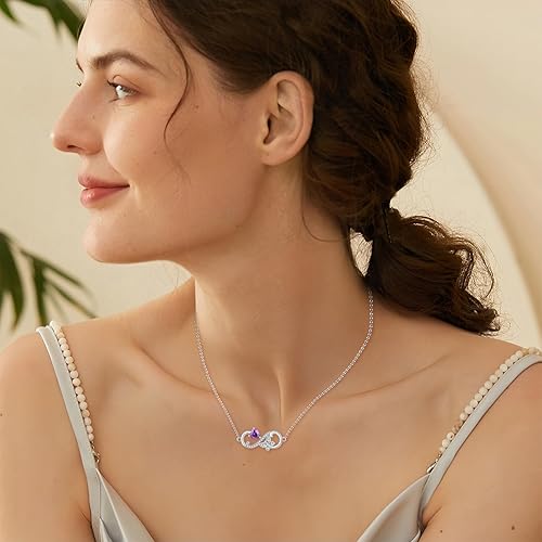 Miniatura 3 de Collar de mariposa infinito para mujer, collar de plata de ley con piedra natal, regalo de joyería para mujer, madre, madre, esposa, ella