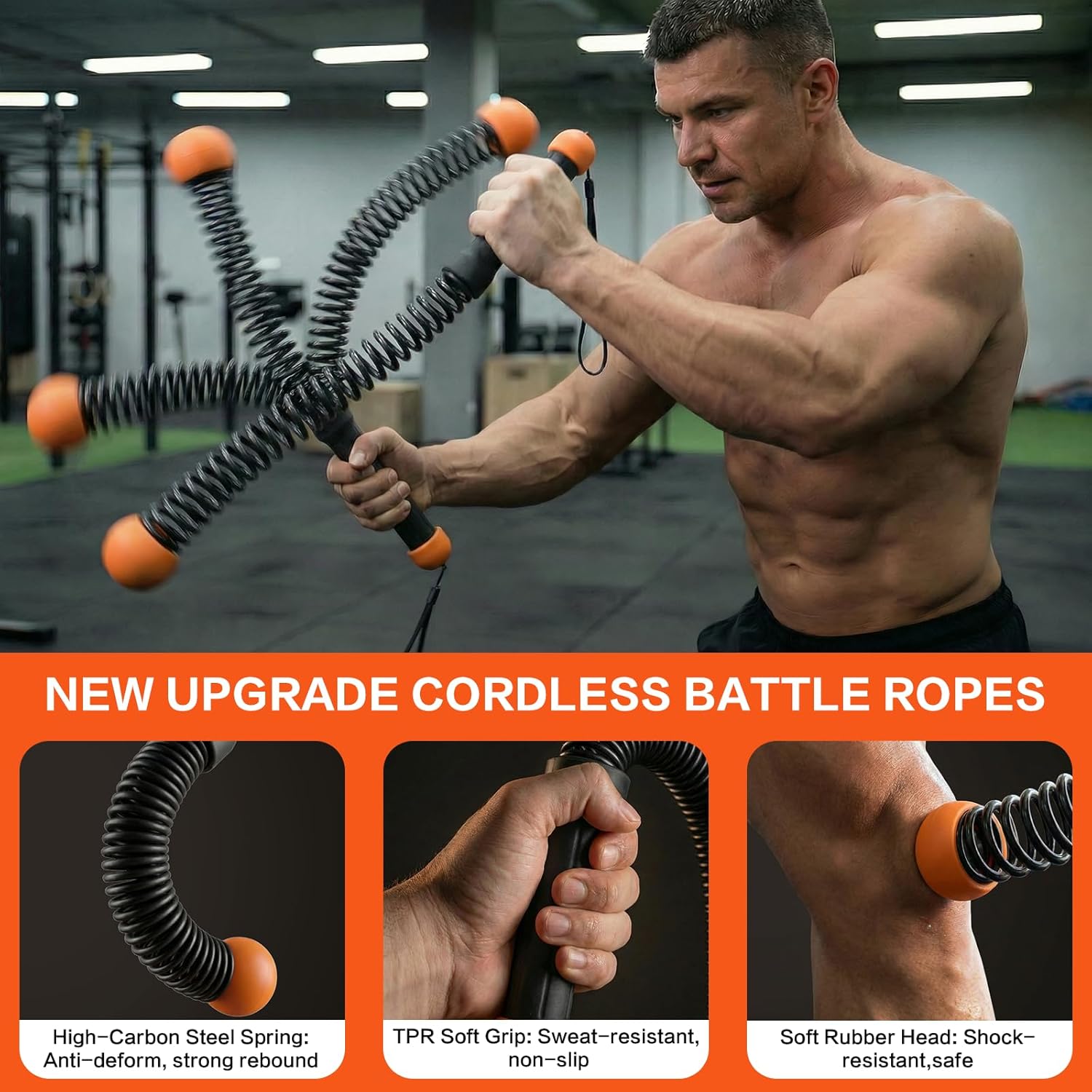 Ropeless Battle Ropes for Home Gym, Portable Cordless Weighted Battle Ropes with Storage Bag, High Calorie Burn for Men & Women, Fitness Equipment for HIIT & Low-Impact Aerobic Training - Image 2