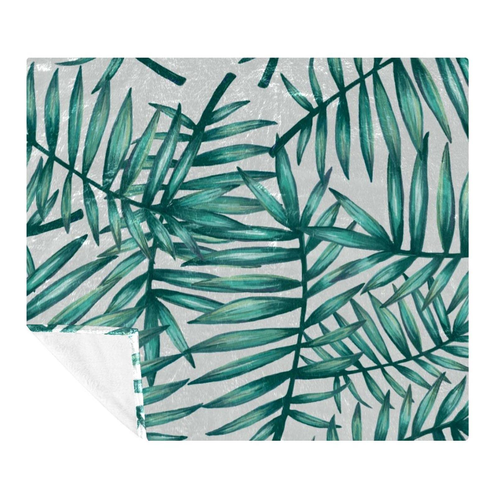 Couverture polaire plaid lit chambre canapé feuilles vertes plantes