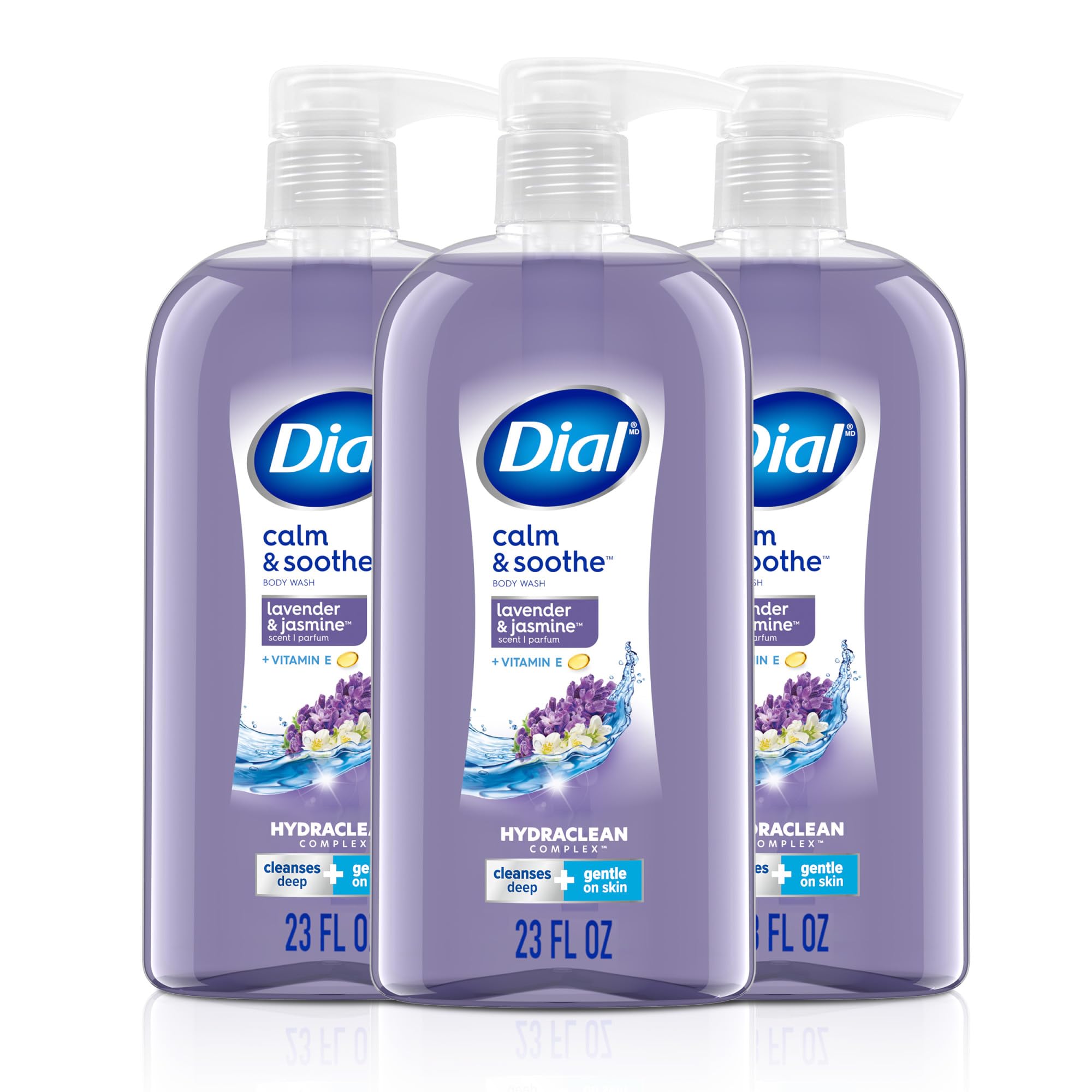 Dial Body Wash, Calm & Soothe Lavender & Jasmine Scent, 23 fl oz, Pack of 3