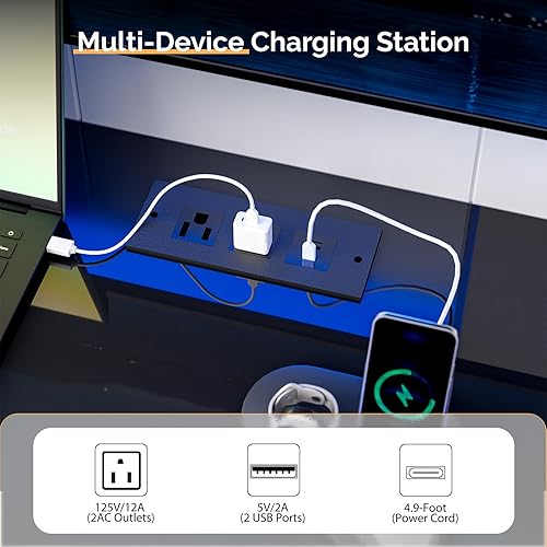 Miniatura 5 de VINGLI Soporte de TV flotante negro de 63 pulgadas con luces RGB, centro de entretenimiento montado en la pared con almacenamiento, consola