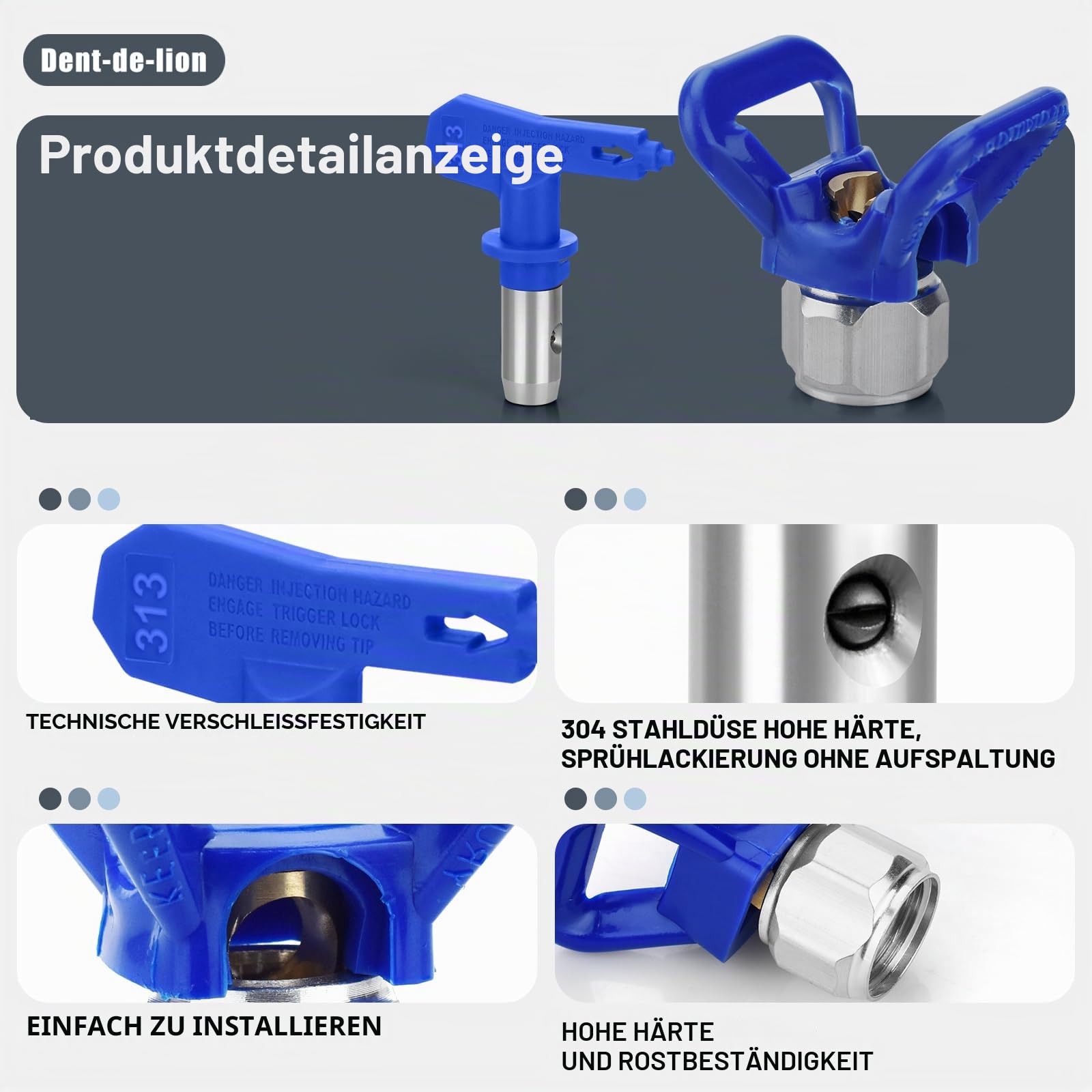 Airless Lackierpistole, Hochdruck, 3600 PSI, 5-teilig, Airless-Lackierpistole, Filter, 5 Düsendüsen, 1 Düsenhalter