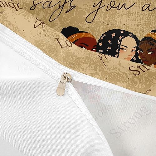 Miniatura 6 de Juego de funda de edredón con temática africana, tamaño Queen, con citas inspiradoras florales, 3 piezas para niñas, adolescentes, decoración de