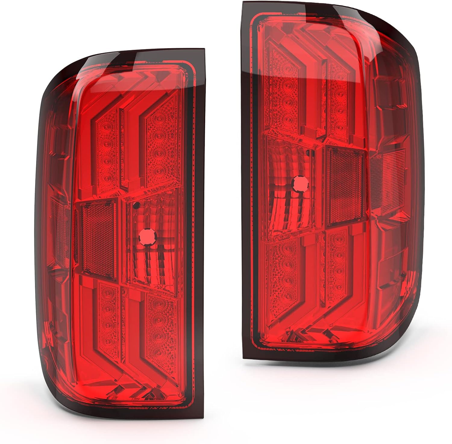 WOLFSTORM LED Tail Lights Fit for 2014-2018 Chevy Silverado 1500,2015-2018 Chevy Silverado 2500/3500HD,Not Fit Silverado with Factory LED Tail Light,1 Pair(Red Lens)