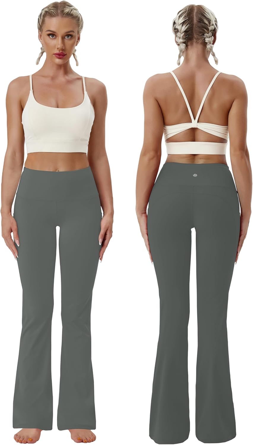 BUBBLELIME 29"/31"/33"/35"/37" High Waist Yoga Pants Tummy Control for Womens Bootcut Workout Flared Basic/Out Pockets - Image 2