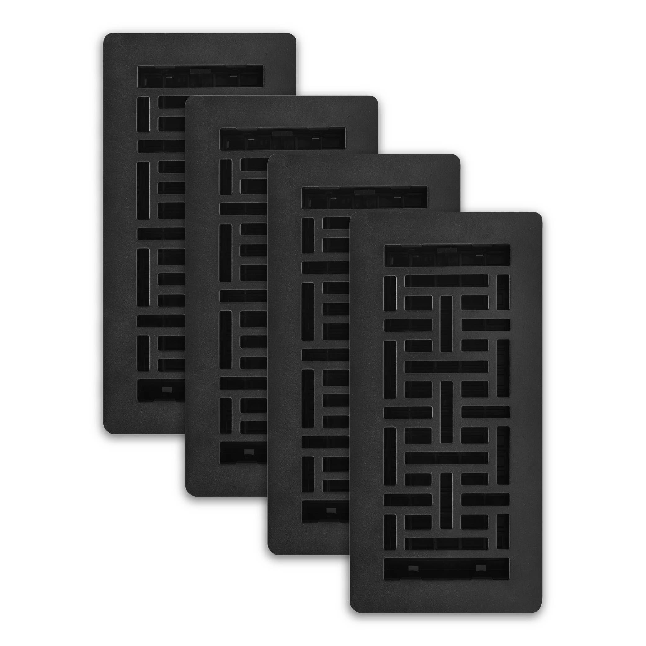 Registro de piso oriental 4x10 pulgadas Decor Grates negro texturizado pack de 4 para ventilación