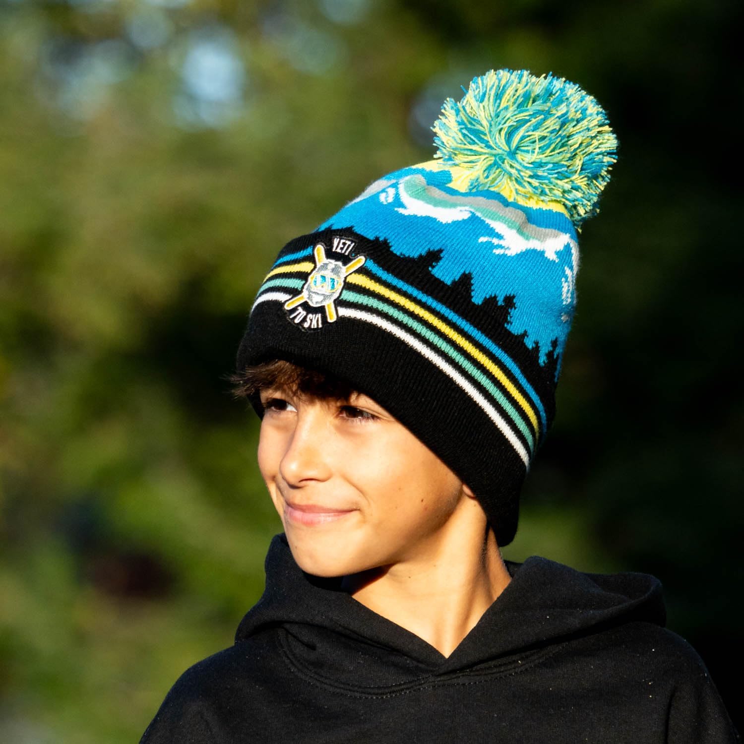 ChalkTalkSPORTS Skiing Knitted Beanie Hat | Yeti to Ski Pom Beanie - Image 3