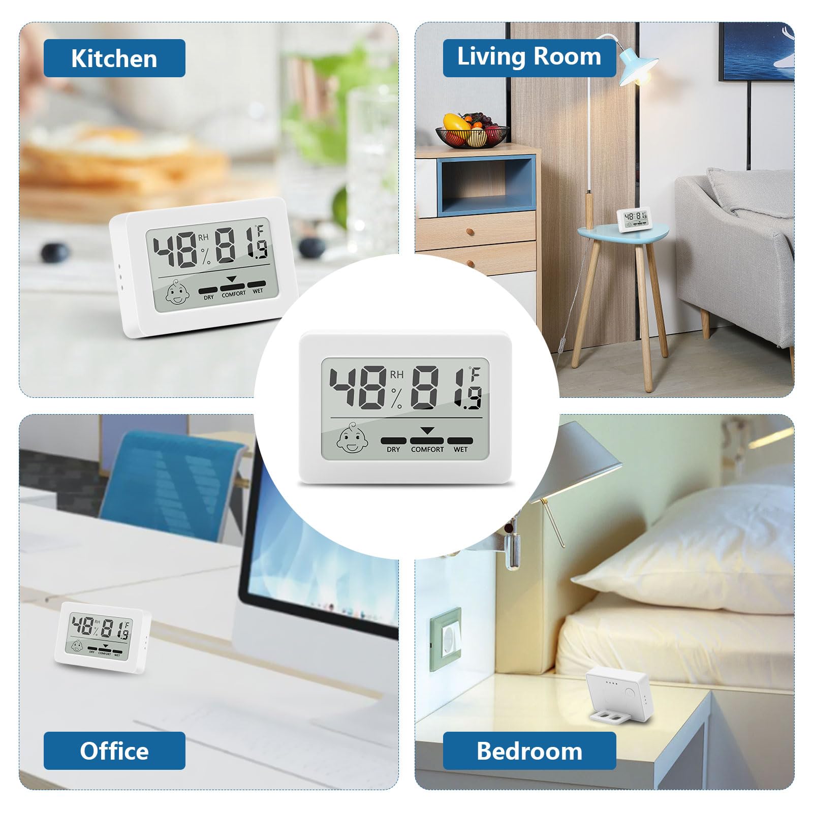 2 Thermomètres Hygromètres Numériques - Mini LCD Pour Intérieur - Température Et Humidité