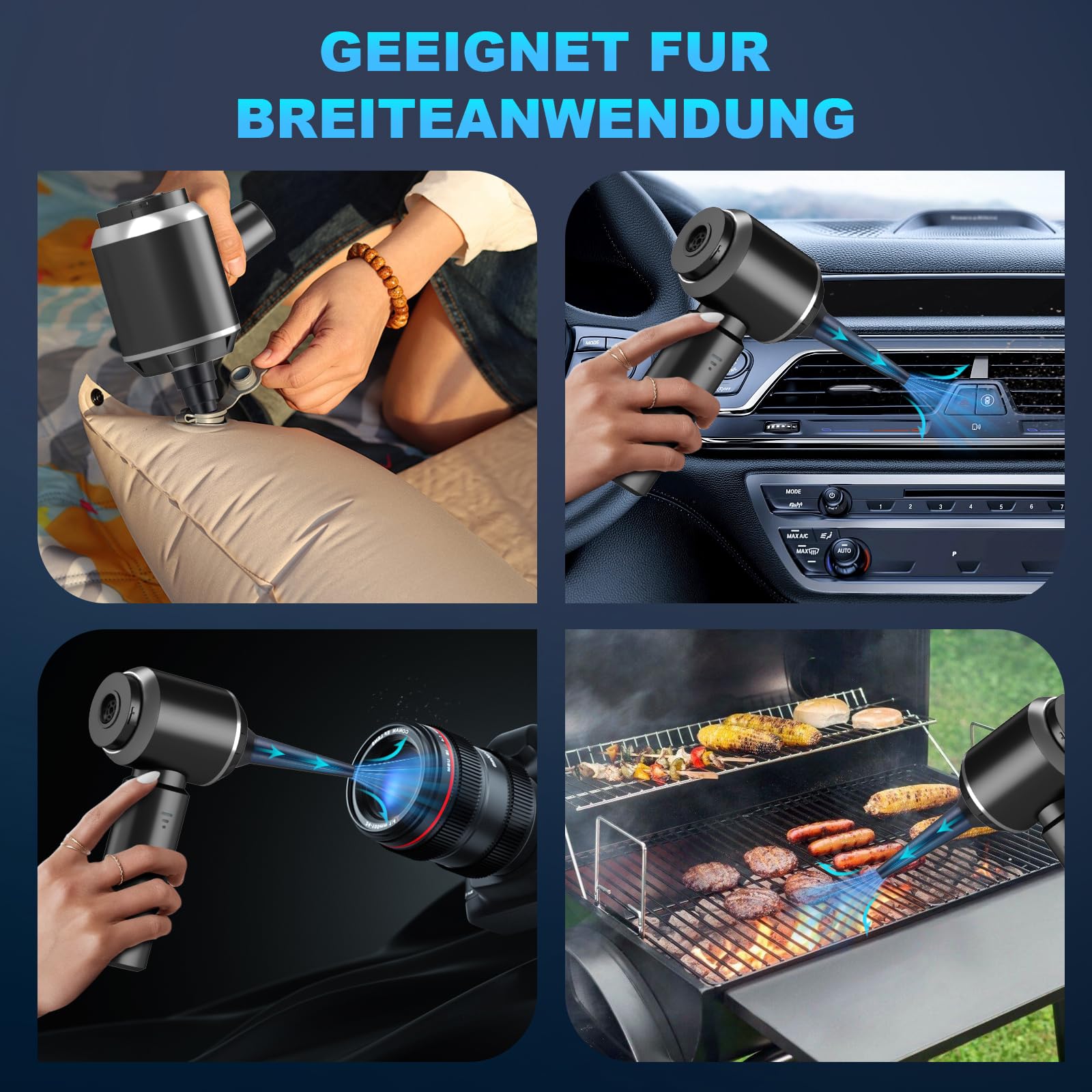 2-in-1 Handstaubsauger Akku 28000PA Kabellos Auto Staubsauger Stark 3-Gang 240000 U/min Elektrische Staubgebläse