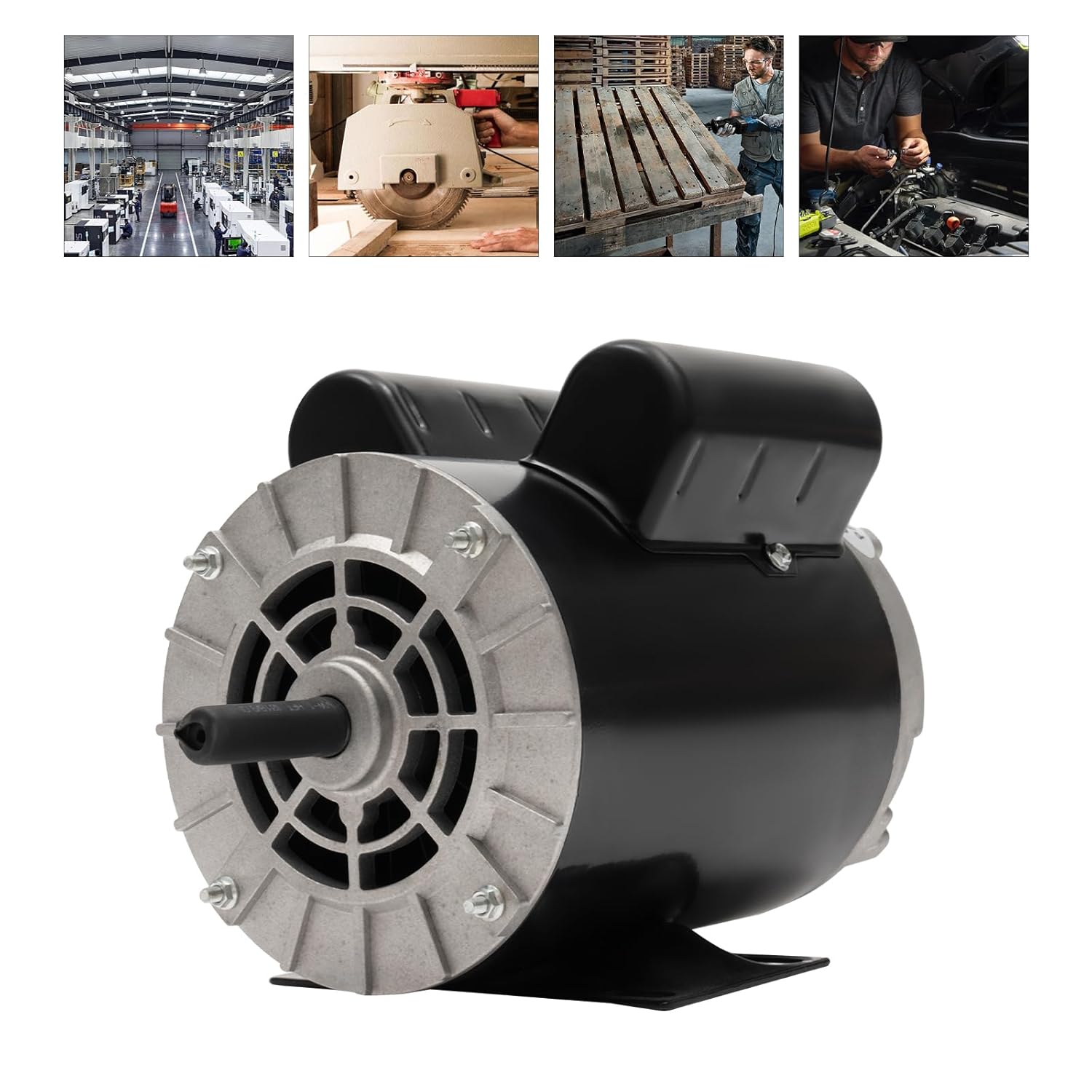 Air Compressor Electric Motor 115V/230V 60Hz 2.2kw 3HP 3450rpm Electric AC Motor, DP120356SL Single Phase High Efficiency Air Compressor Motor with 2 Capacitors for Air Compressor General Equipment
