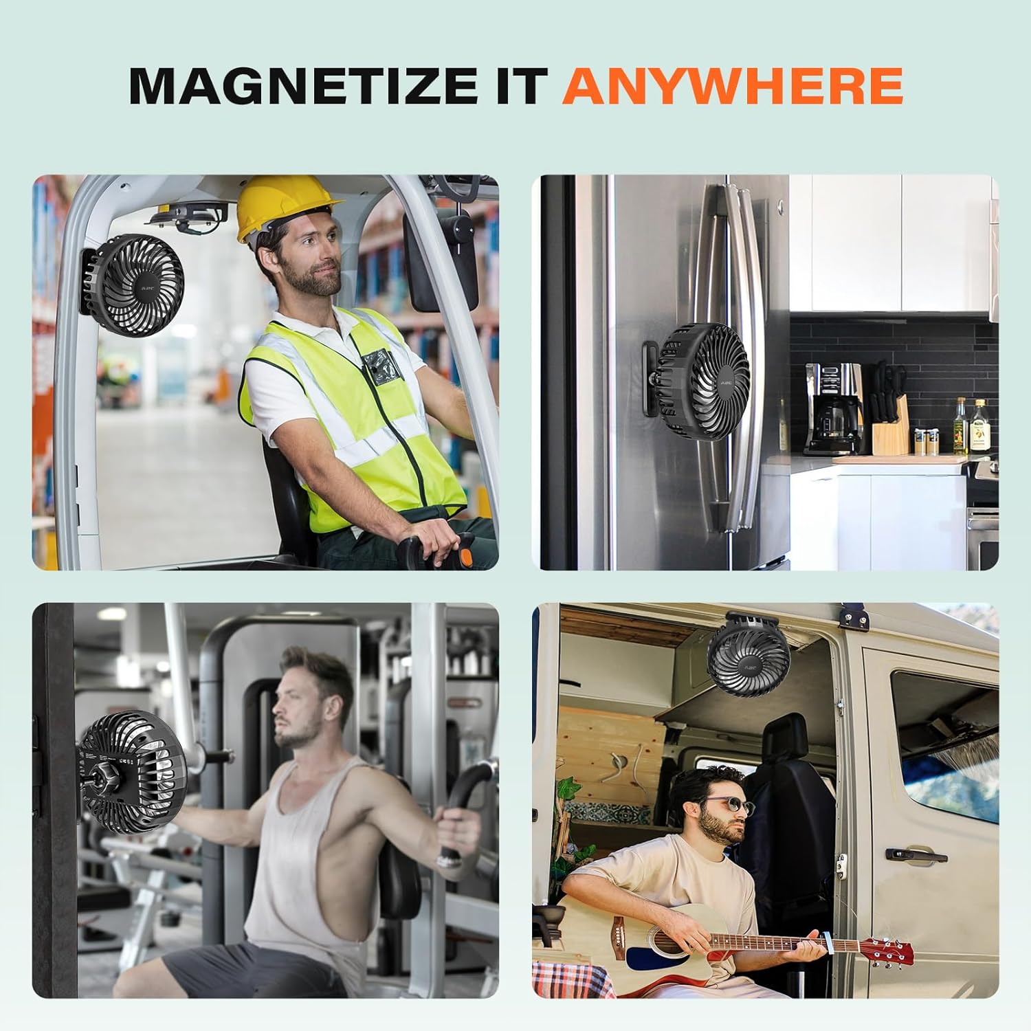 A2C Golf Cart Fan Rechargeable Magnetic Base Battery Operated Portable Fan 3 Speeds 4000 RPM Strong Airflow Compatible with Yamaha, EZGO, Club Car - 360° Rotatable Golf Cart & Cruise Ship Accessories - Image 6