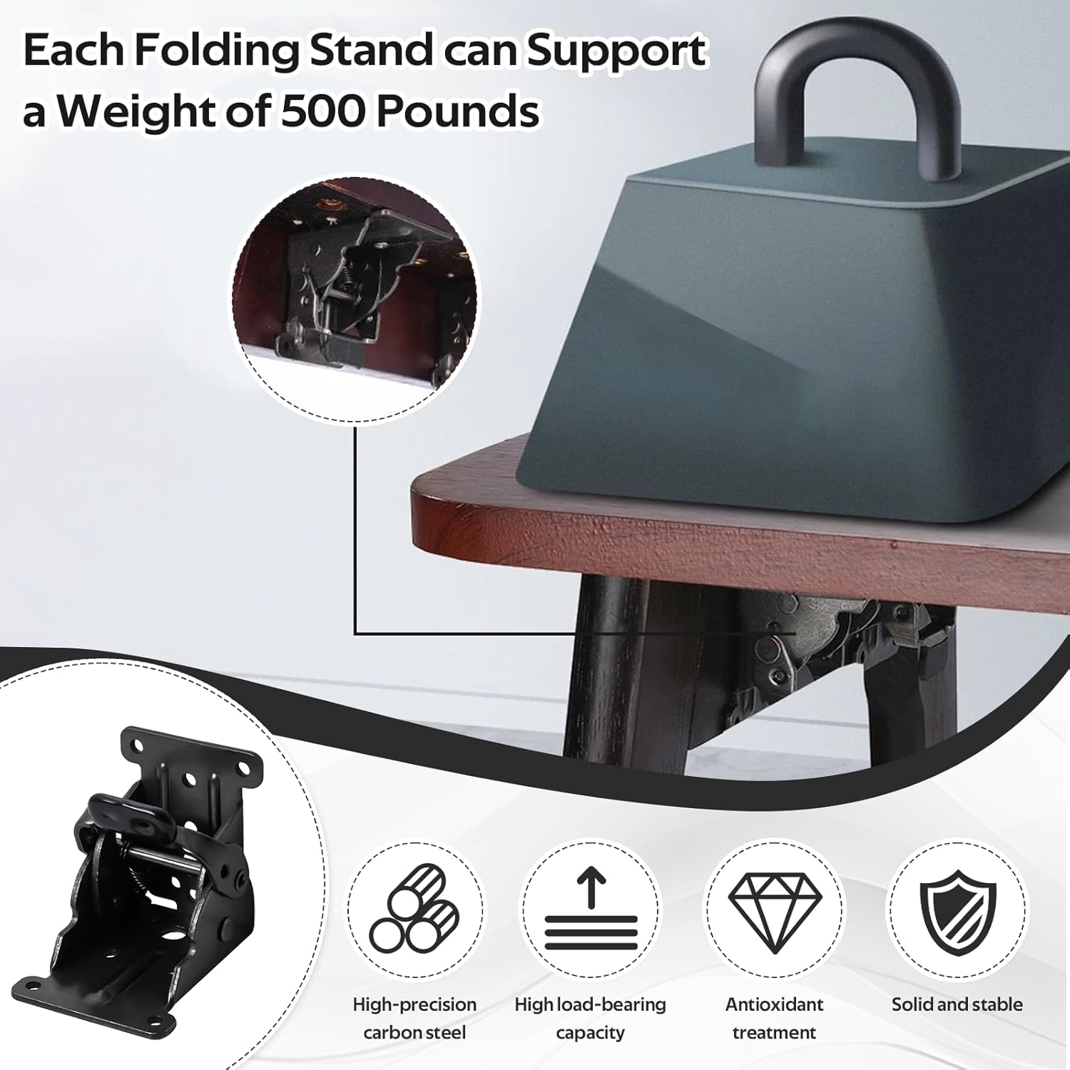 8 Pack Folding Table Leg Brackets with Self-Locking Hinges 0-90°, Folding Shelf Brackets, Folding Brackets Heavy Duty, with Screwdriver & 80 Screws, for Furniture, Table, Chair, Shelf