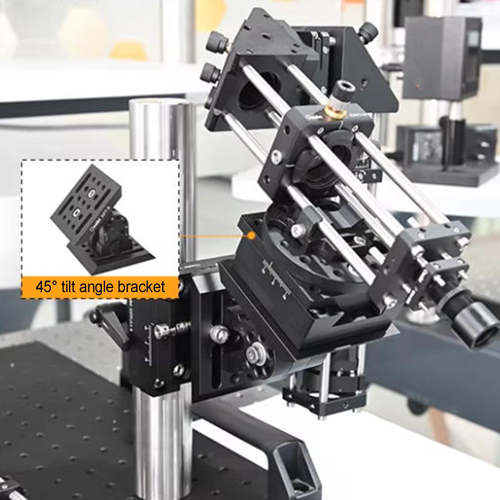 Soporte de ángulo ajustable: plataforma de inclinación óptica con rotación de 180°, agujeros roscados M6, aleación de aluminio 7075 para equipos de prueba y maquinaria