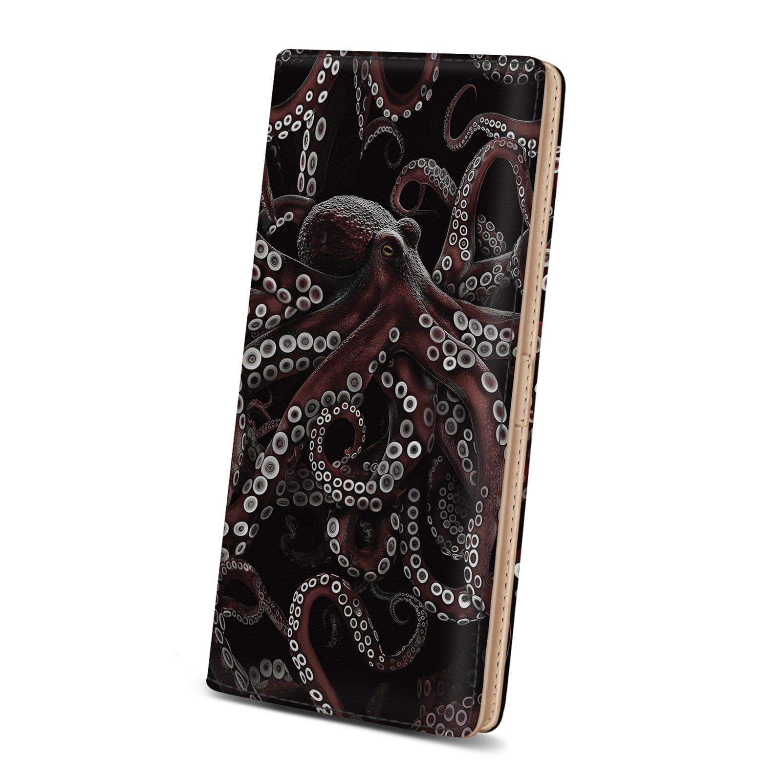 Immaturus Womens Wallet, Octopus Slim Thin RFID Blocking Credit Card Wallets, Long Bifold PU Leather Card Holder Organizer, Cute Cash Clutch Billfold with Zipper Coin Pocket Ladies Girls Gift