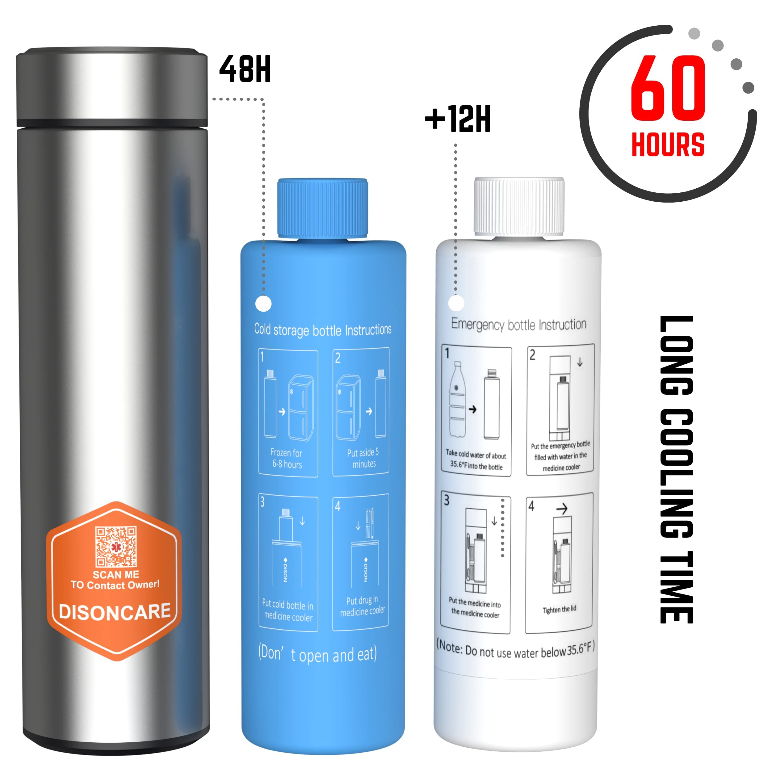 DISONCARE 60H 2 Insulin Pen Cooler Travel Case Diabetic Travel Cooler