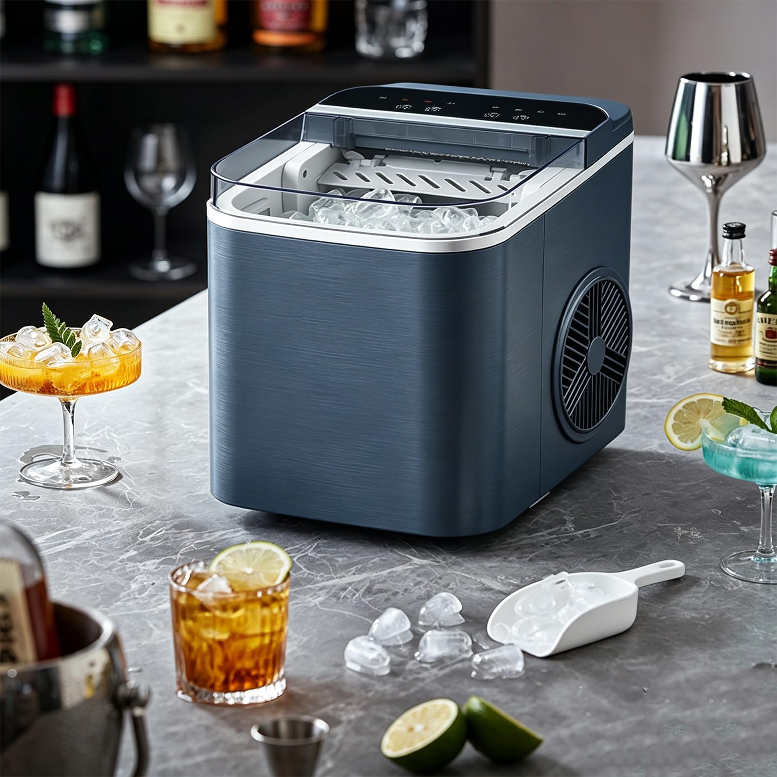 Máquina De Hielo Portátil De Sobremesa, Fabricación Rápida De Hielo En 6 Minutos, 9 Cubitos De Hielo, 12 Kg/24 H, Máquina De Hielo Compacta Con Función De Autolimpieza, Incluye Cesta Y Pala.