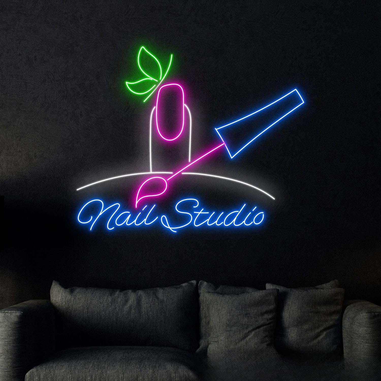 Nail Salon HKT Hair Washing, Cutting and Styling Combo LED Neon Sign for Wall Decor USB Adjustable Brightness Living Room Bars Pub Club Gatherings Art Wall Decor