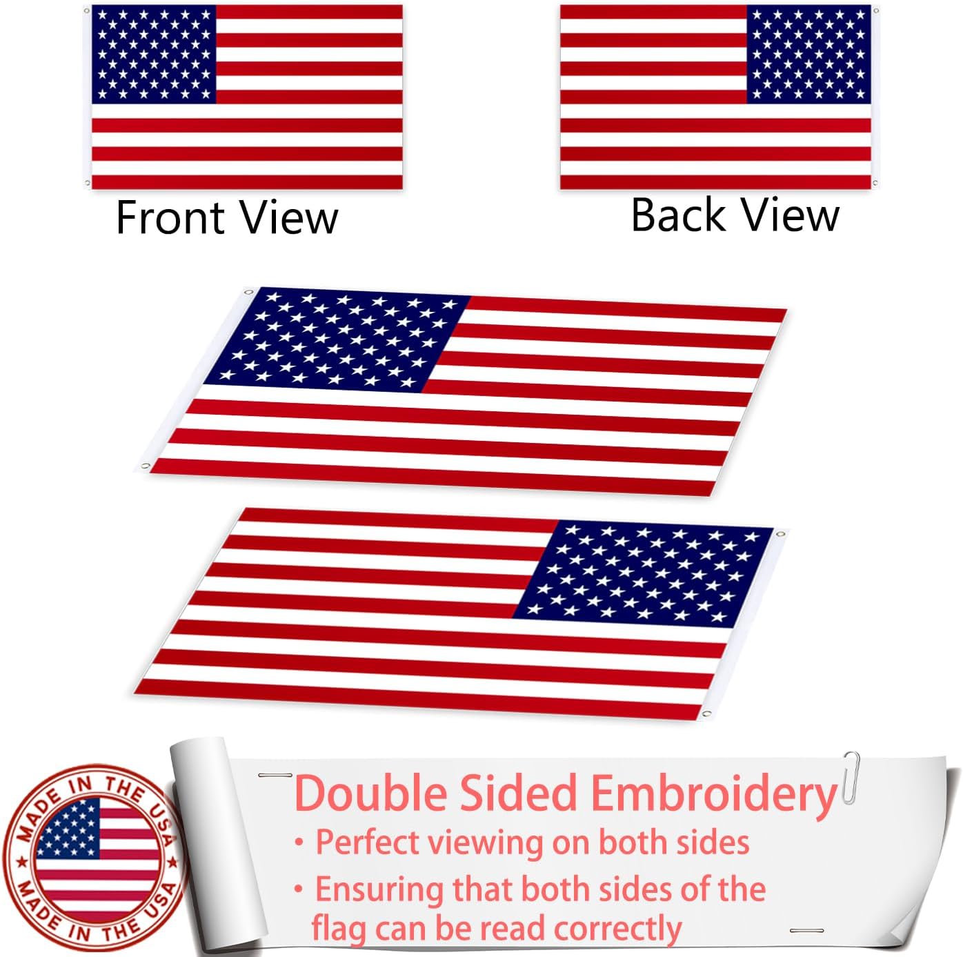 American Flag 12x18 Inches, Embroidery 50 Stars Ensign Nautical US Boat Flags with 2 Brass Grommets, Heavy Duty Nylon Outdoor Small American Flag for Boat, ATV and UTV - Image 6
