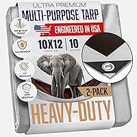 Vista 12 de Lona resistente de 10 x 20, 10 mil de grosor, impermeable, resistente a desgarros y decoloración, alta durabilidad, tratamiento UV, ojales cada 18