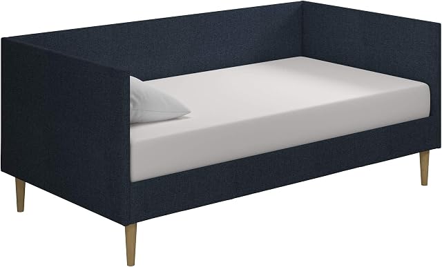 DHP Franklin Mid Century Upholstered Daybed, Sofa Bed, Twin Size Frame, Blue Linen