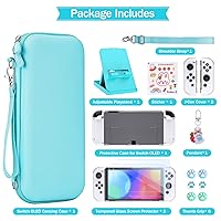 Vista 3 de Younik Switch OLED Accessories Bundle, 17 in 1 Blue Switch Oled Accessories Kit for Girls Include Switch Carrying Case, Adjustable Stand, Protective