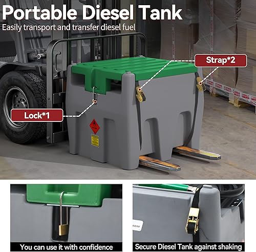 Miniatura 5 de YITAMOTOR Tanque diésel portátil de 55 galones, tanque de combustible diésel con bomba de transferencia eléctrica de 12 V con boquilla de