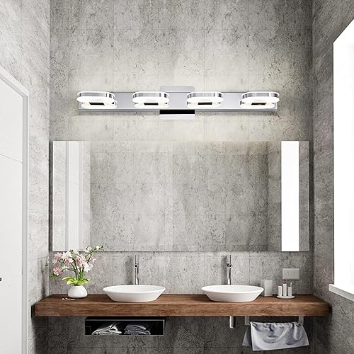 Miniatura 5 de Myhaptim Moderna lámpara LED de tocador para baño, lámpara de pared moderna de 26 pulgadas, luz blanca natural (cromado)