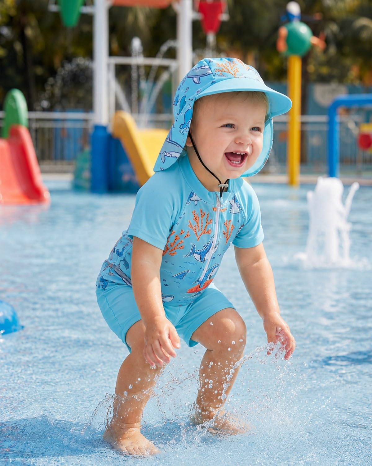 JiAmy Maillot de bain 3 pièces Rashguard à manches courtes pour bébé garçon avec maillot de bain