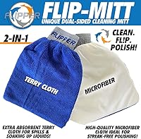 Vista 2 de Flipper FLIP-MITT - Guantes de limpieza de microfibra, paquete de 2 unidades, paño de rizo de doble cara y guantes de microfibra para limpieza