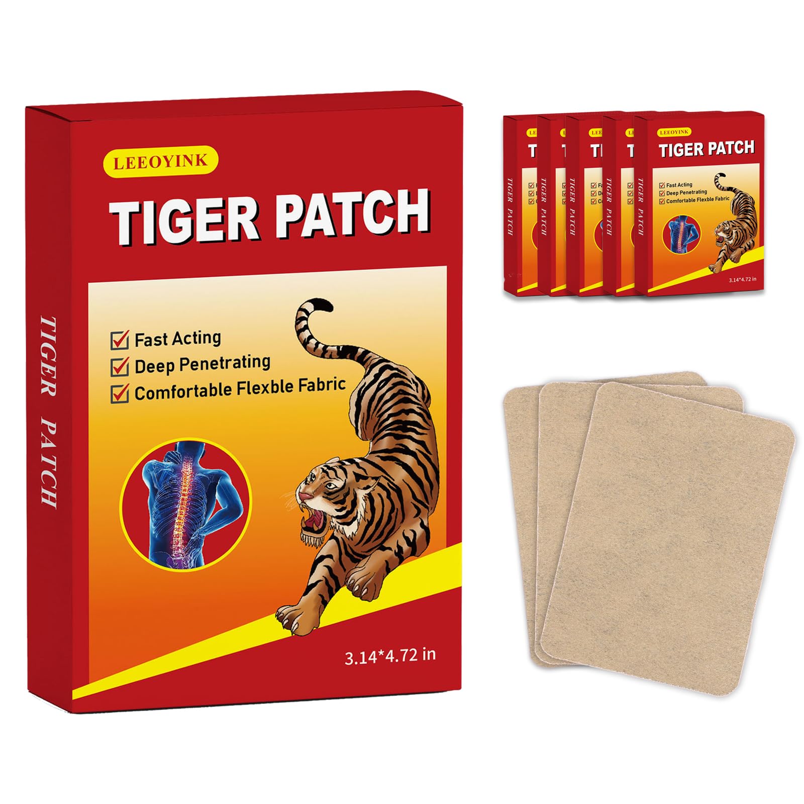 (120 piezas) parches de alivio de tigre, tiritas de hierbas para espalda, rodilla, cuello, músculos, hombros y soporte de cuerpo completo, yeso de tigre, 6 cajas, 120 parches
