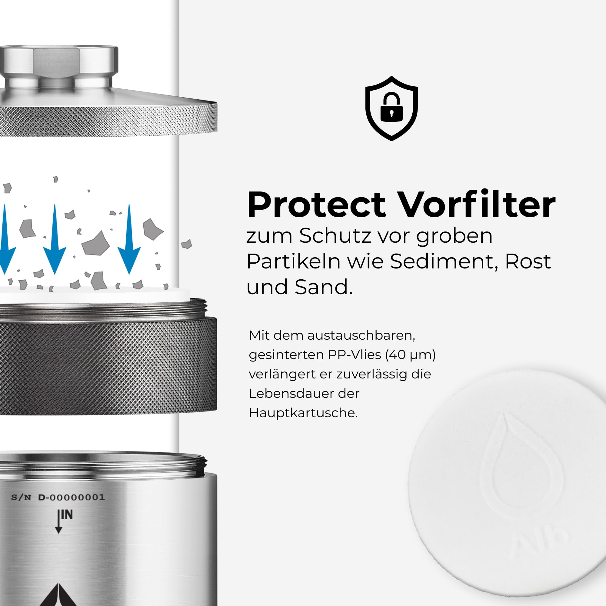 Alb Filter® FUSION Active+Nano Trinkwasserfilter gegen Schadstoffe und Keime | Untertisch | Made in Germany I Mit Protect Vorfilter (Edelstahl mit Protect)