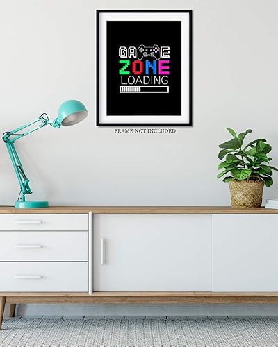 Miniatura 9 de Govivo Game Zone Loading - Impresión artística de decoración de pared con fondo negro - Obra de arte sin marco de 8 x 10 pulgadas con temática de