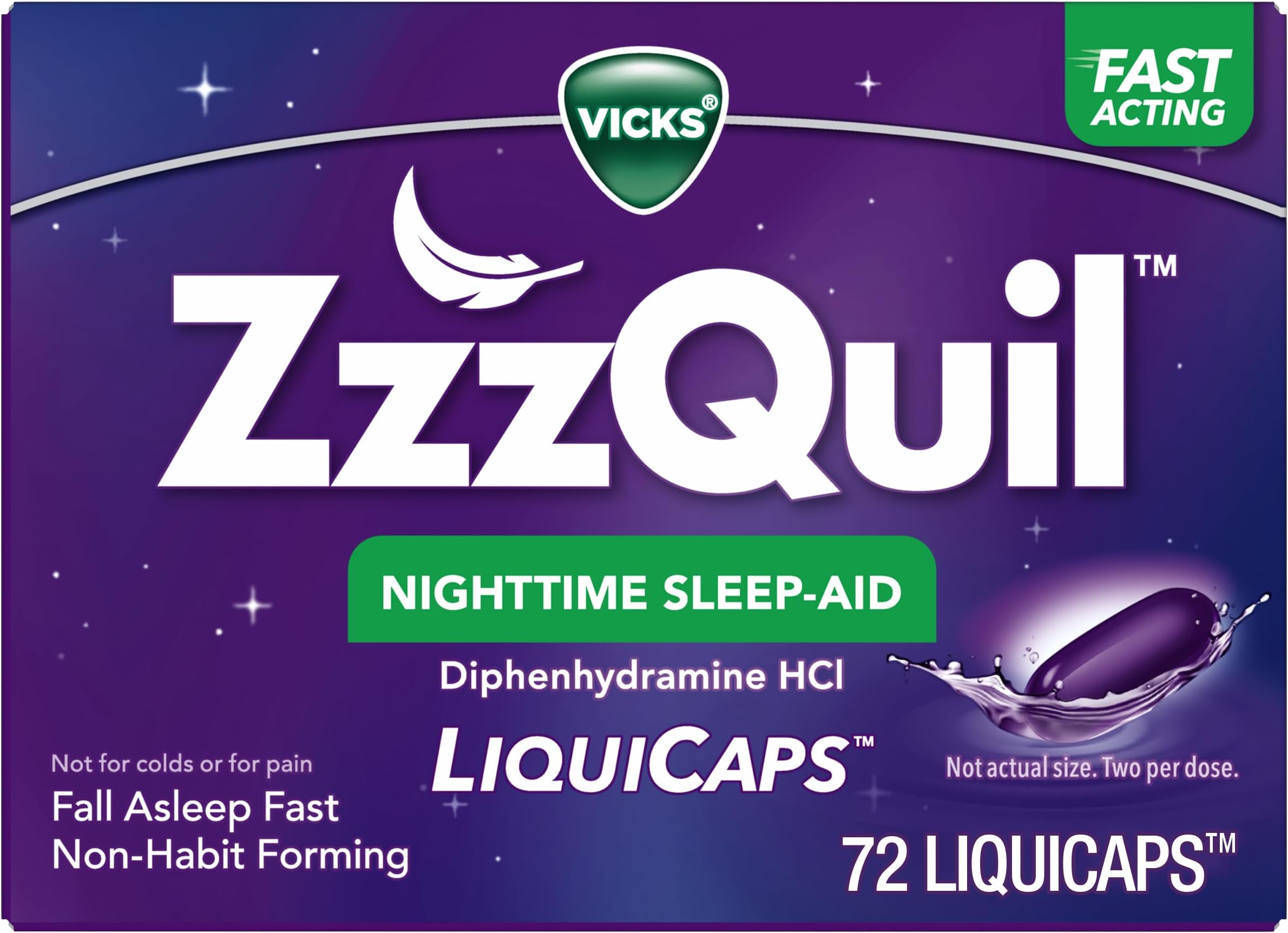 - LiquiCap Sleep Aid, Diphenhydramine 25mg HCl, Sleep Aids for Adults, Nighttime Sleep Aid, 72 LiquiCaps