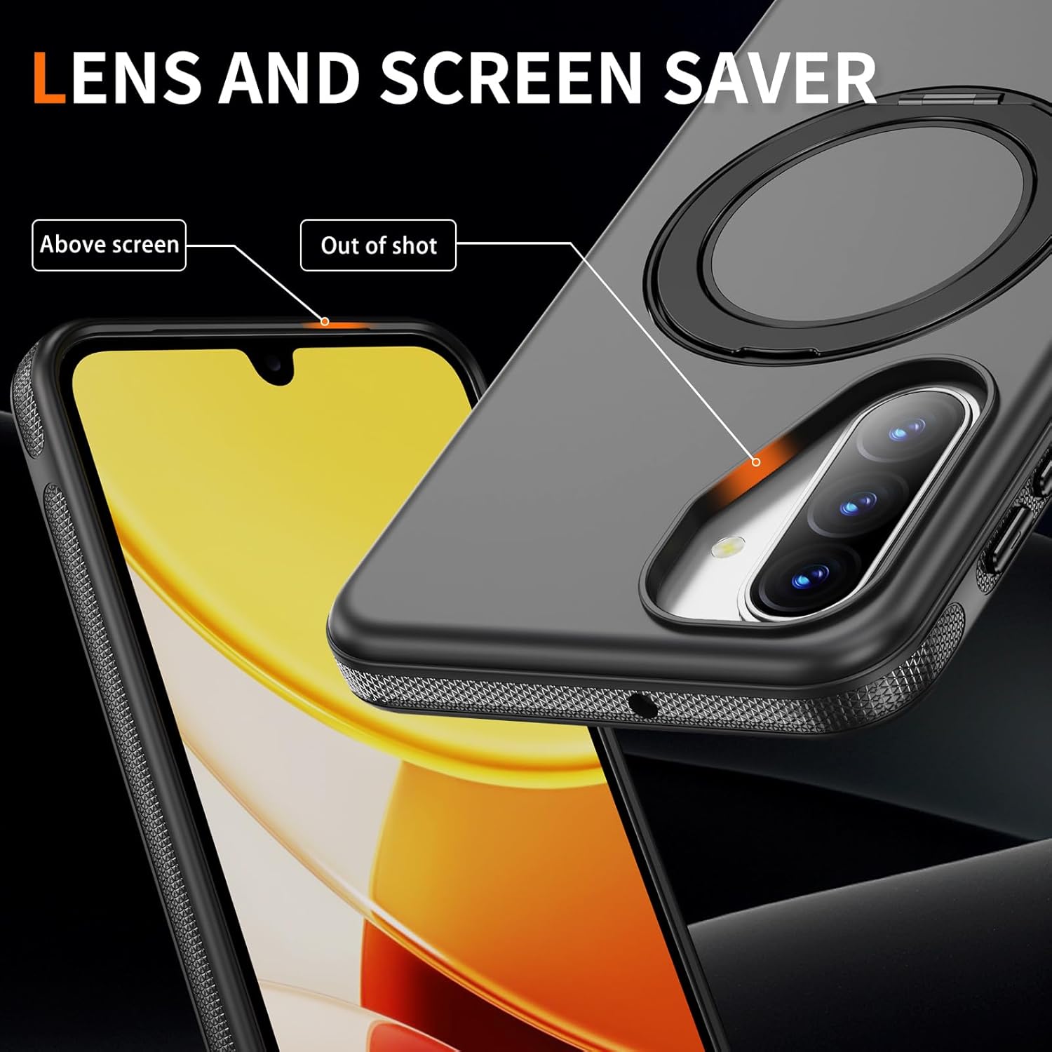 for Samsung Galaxy A16 5G Phone Case [Compatible with Magsafe] [15 FT Military Grade Drop Protection] with Screen Protector & Lens Protector Shockproof Magnetic Kickstand Case (Black) thumbnail
