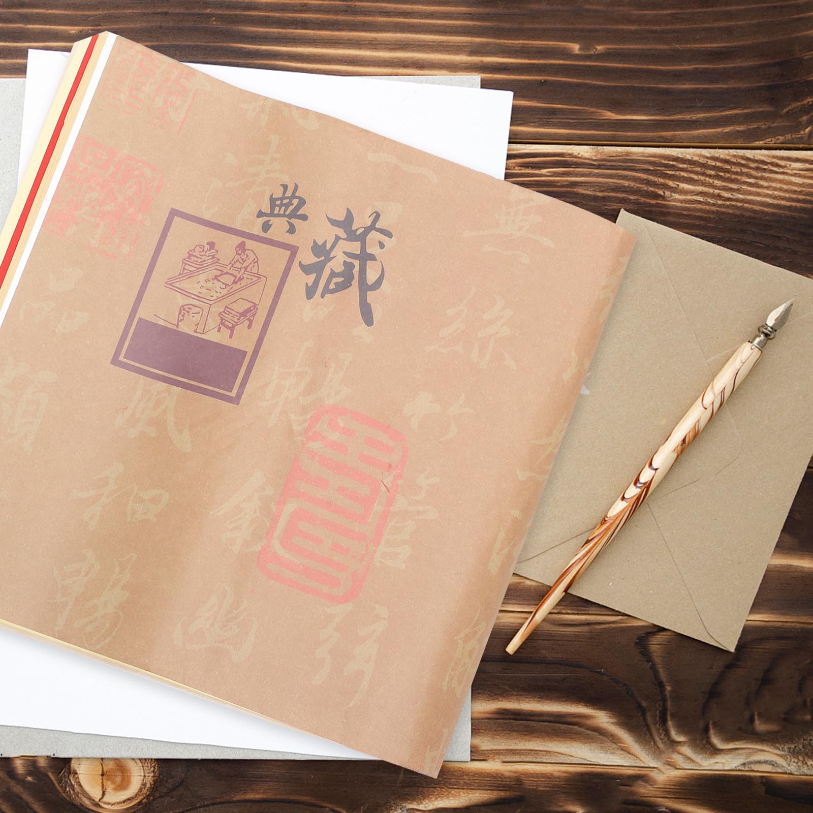 50 Piezas Papel de Arroz para Caligrafía China, de Dibujo Azul