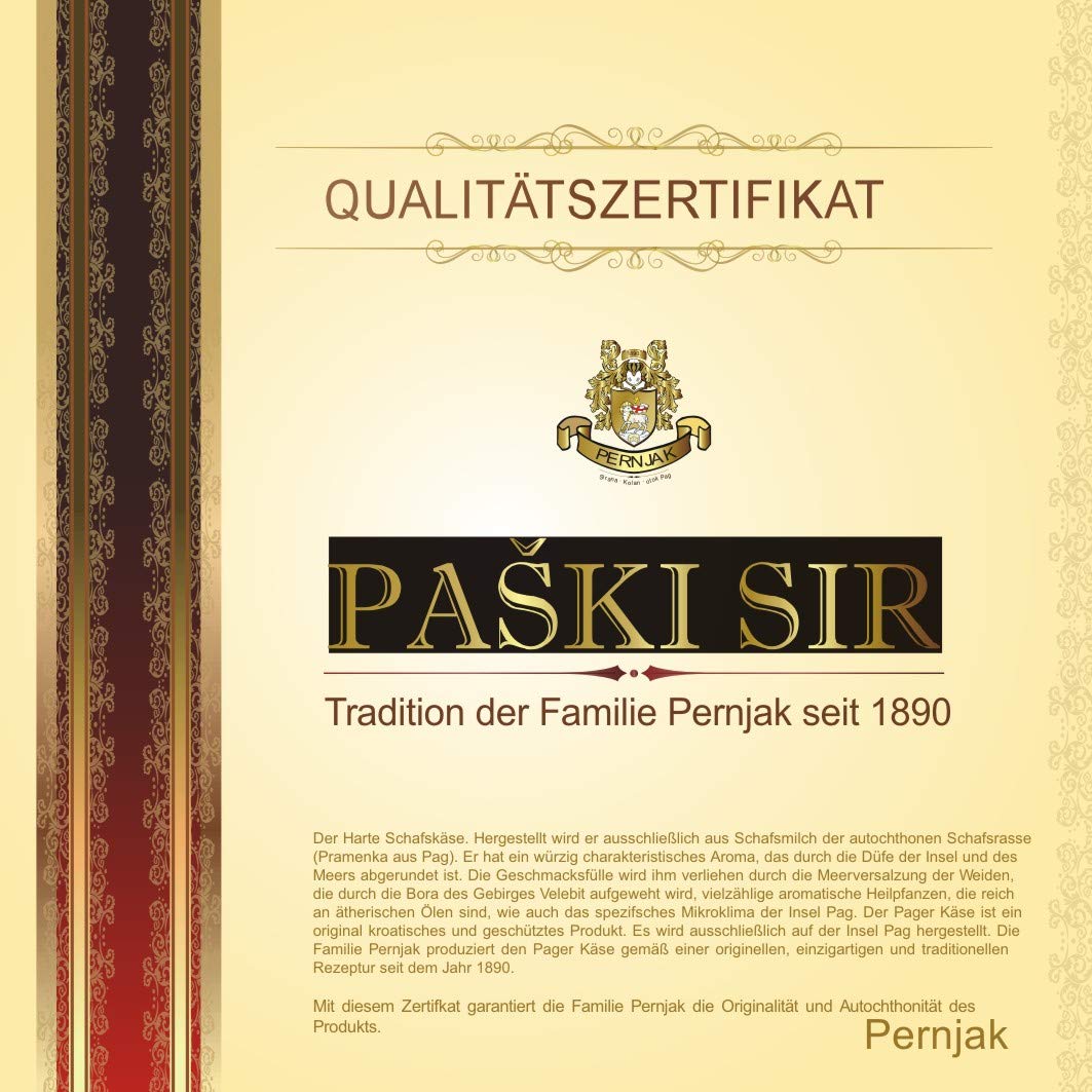 PAGER KÄSE - PAŠKI SIR Schafskäse min 300g Laktosefrei - veredelt mit dem Meersalz aus der Saline von Pag