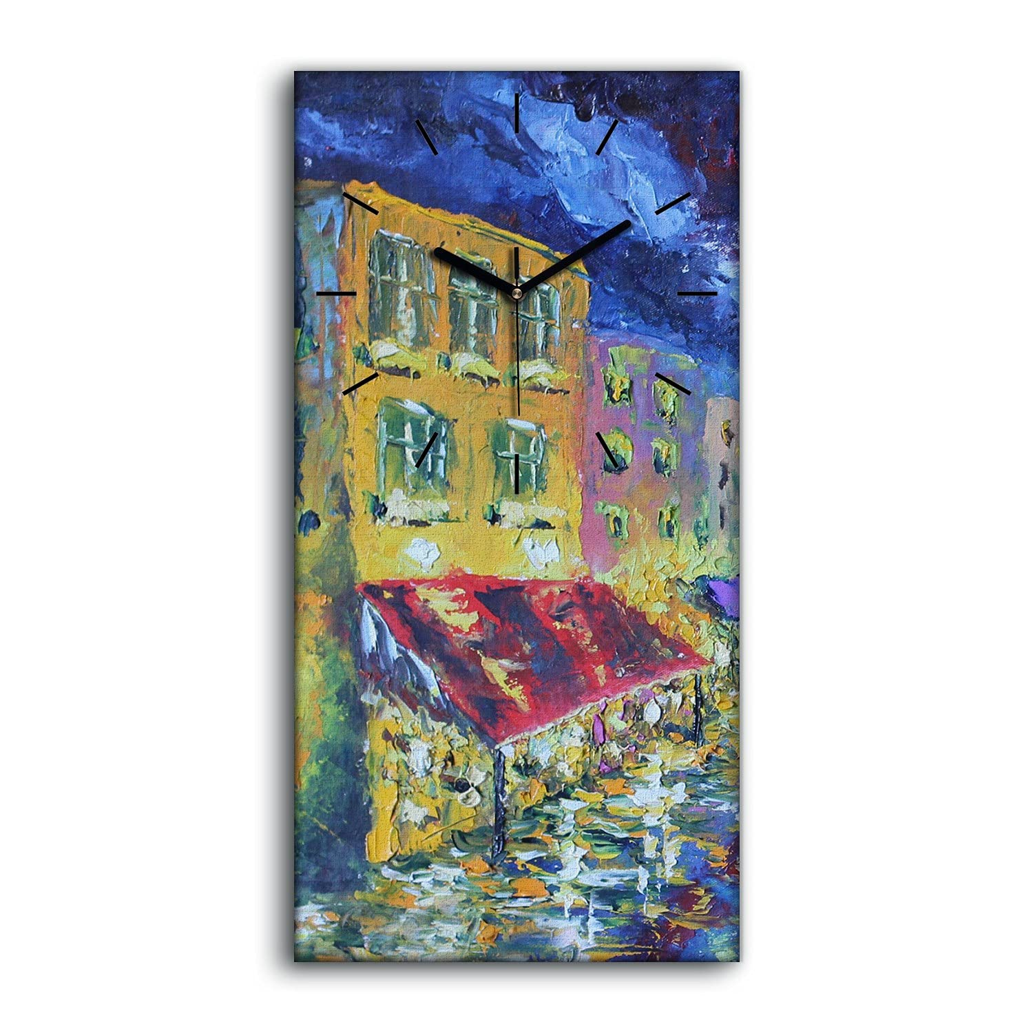 Horloge sur Toile Photo Nocturne City 30x60cm - Cadeau Déco Art Moderne