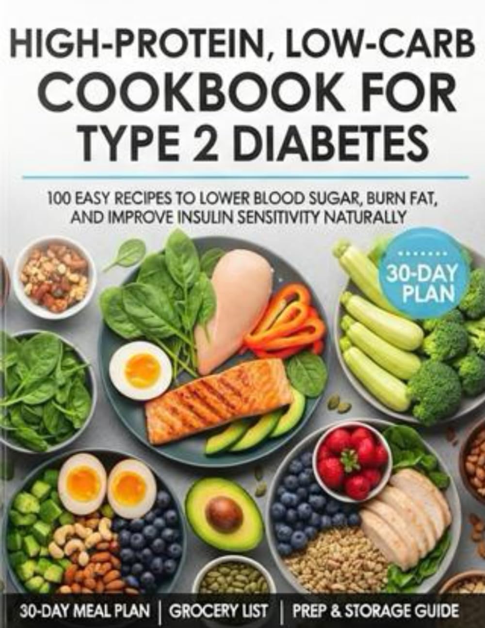 High-Protein Low-Carb Cookbook for Type 2 Diabetes: 100 Easy Recipes to Lower Blood Sugar, Burn Fat, and Improve Insulin Sensitivity Naturally