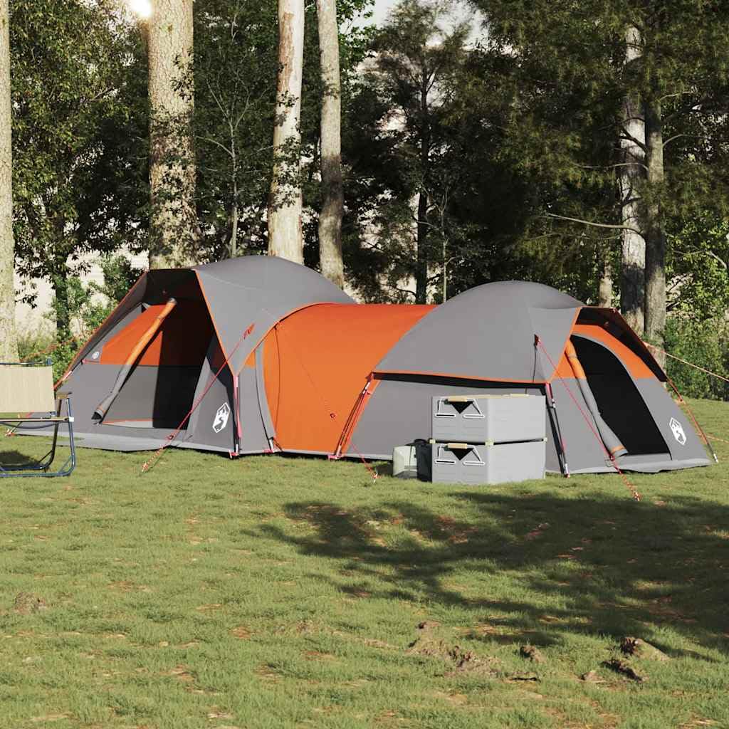 Campingzelt Personen Grün wasserdicht mit E-Anschluss, abnehmbarem Überzelt, Eingängen, Schlafkabinen, leichtes Polyester, Wind- und regendicht für Outdoor Wandern Festival