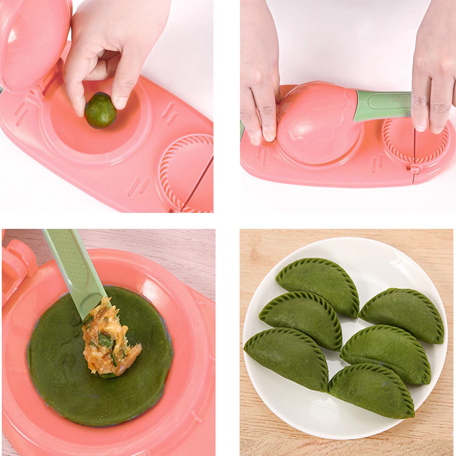 Maquina Molde Empanadillas, 2 En 1 Máquina de Bolas de Masa Hervida, Aparato de Cocina para Hacer Albóndigas, Fácil de Usar, para Hacer Aalbóndigas (Rosa)