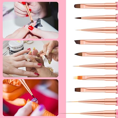 Miniatura 6 de Juego de 5 pinceles de uñas de doble punta para arte de uñas con cepillo de gel de extensión de uñas, cepillo de gel constructor, cepillo de