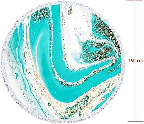 Miniatura 4 de Queenshin Toallas de playa redondas extra grandes y coloridas a prueba de arena, secado rápido, manta de viaje circular de microfibra gruesa para