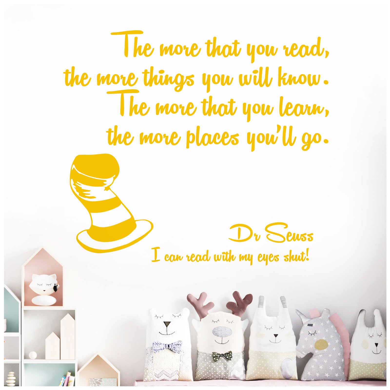 The More that You Read, the More Things You Will Know - Dr Seuss Book Quote Decal Wall Sticker [Medium] [Sunflower]