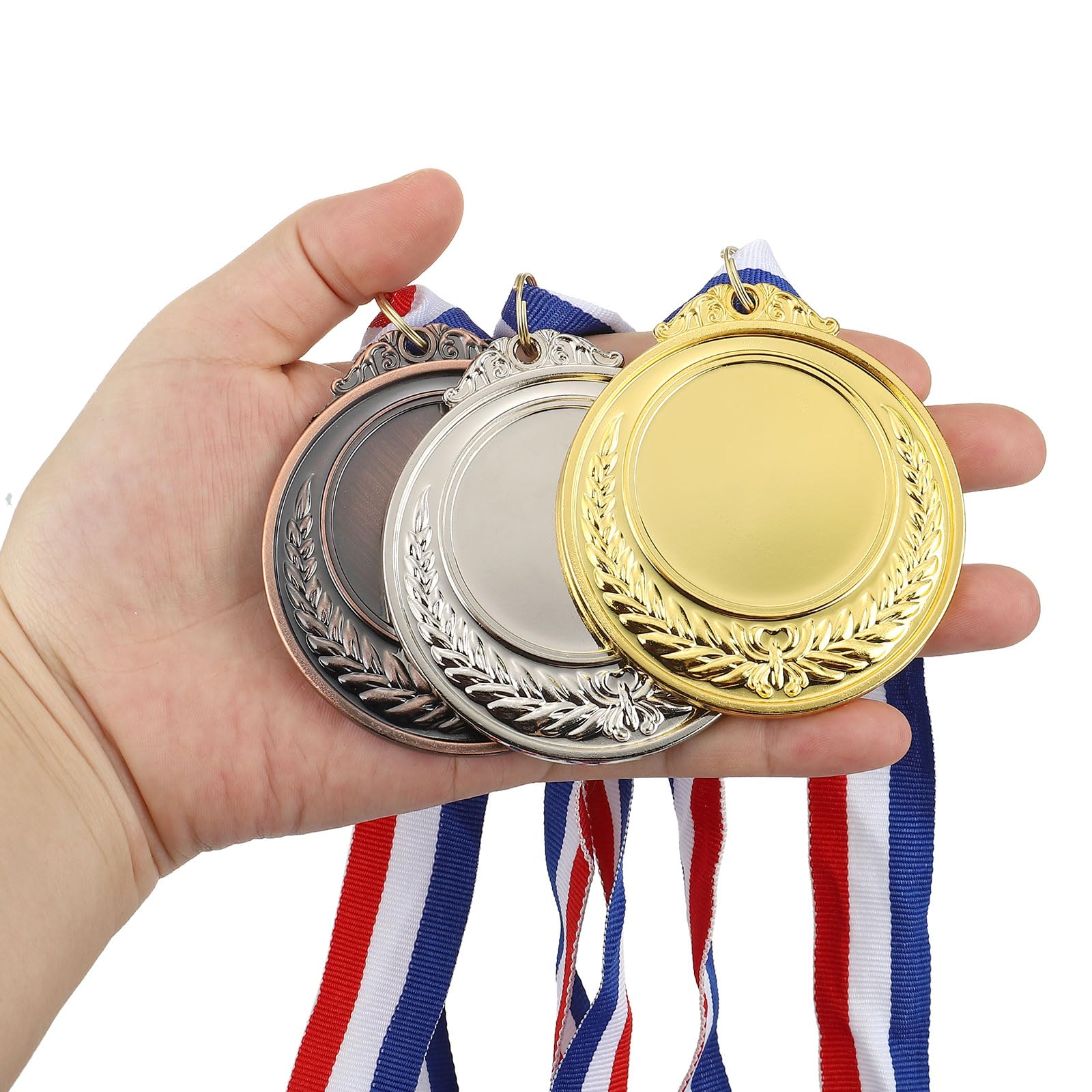 PATIKIL Medallas de premio en blanco, medallas de premio con cinta para el cuello, haz tu kit de medallas, premio de medallas ganadoras para competiciones
