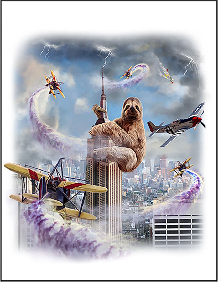 Amazon Co Jp ニューヨーク を襲う巨大 ナマケモノ ポストカード はがき 白背景 文房具 オフィス用品